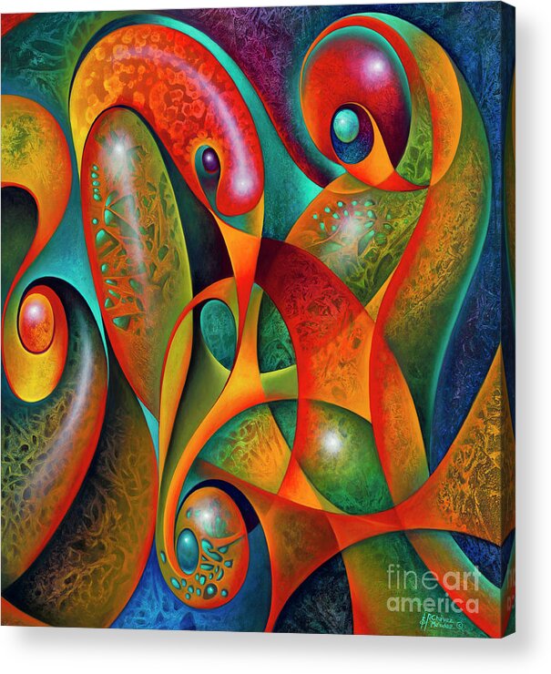 Abstract Acrylic Print featuring the painting Dynamic Diptych #2 - 3D by Ricardo Chavez-Mendez