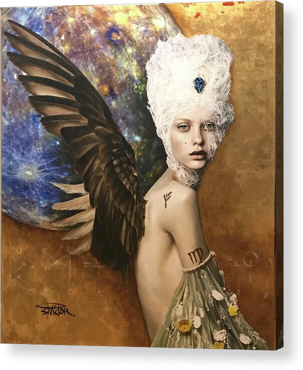 Zodiac Acrylic Print featuring the mixed media Virgo by Vic Lee