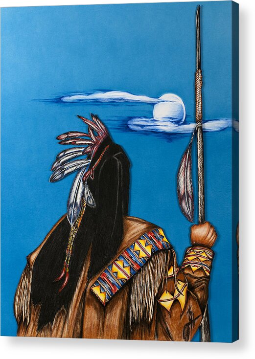 Native America Acrylic Print featuring the mixed media Many Moons by Kem Himelright