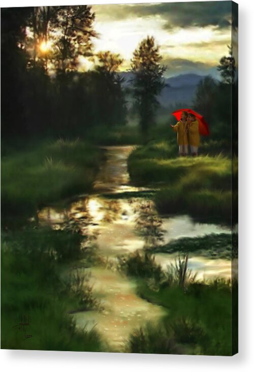 Boys Acrylic Print featuring the digital art After Morning Rain by Stephen Lucas