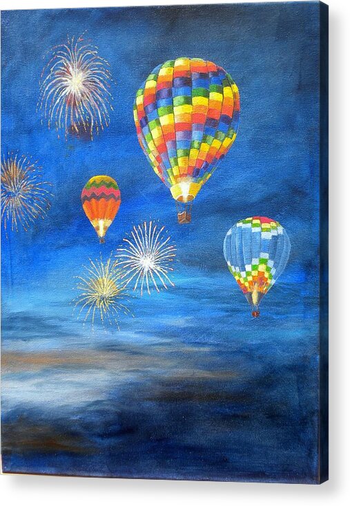 Hot Air Balloon Acrylic Print featuring the painting Balloon Glow by Marti Idlet