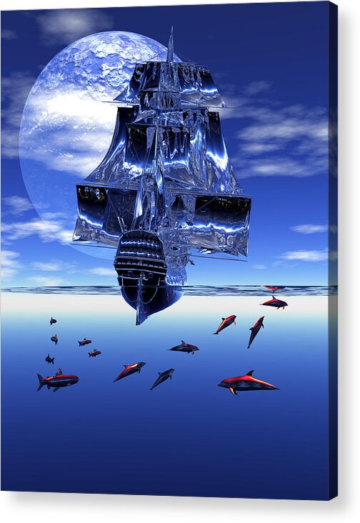 Tall Ship Acrylic Print featuring the digital art Dream Sea Voyager by Claude McCoy