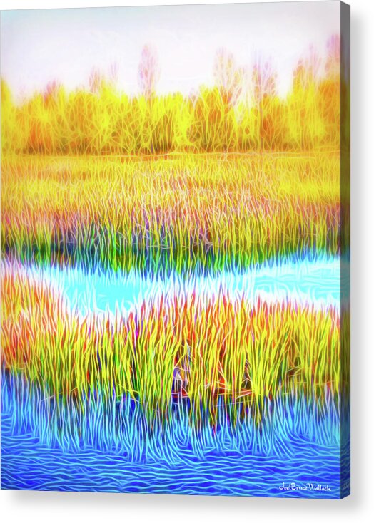 Joelbrucewallach Acrylic Print featuring the digital art Golden Autumn Meadow by Joel Bruce Wallach