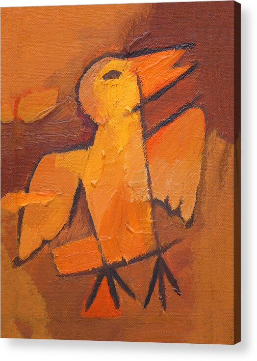 Whistling Acrylic Print featuring the painting Whistling Bird by Lutz Baar