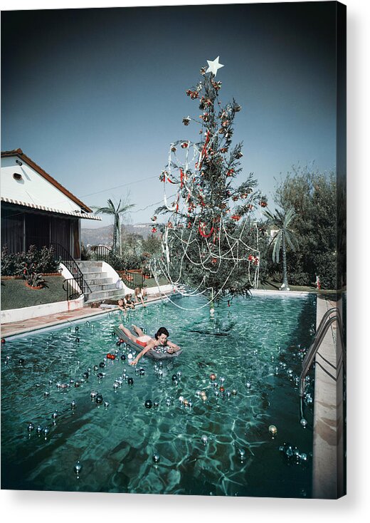 People Acrylic Print featuring the photograph Christmas Swim by Slim Aarons