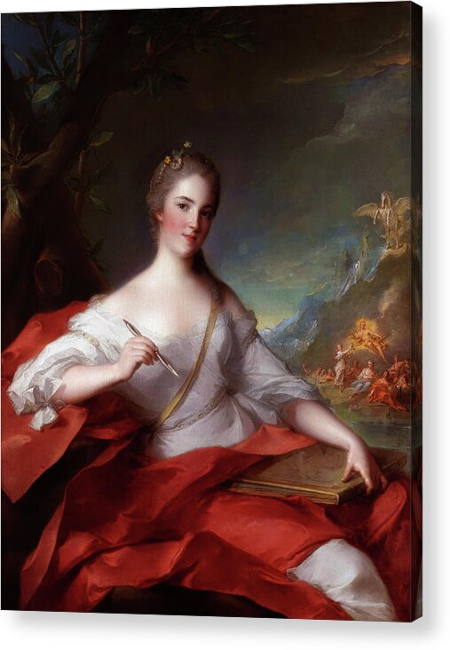 Marie-geneviève Boudrey As A Muse Acrylic Print featuring the painting Marie Genevieve Boudrey As A Muse by Jean Marc Nattier by Rolando Burbon