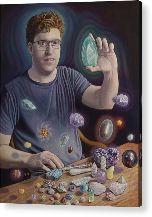 Crystal Acrylic Print featuring the painting Crystal Healer by Miguel Tio