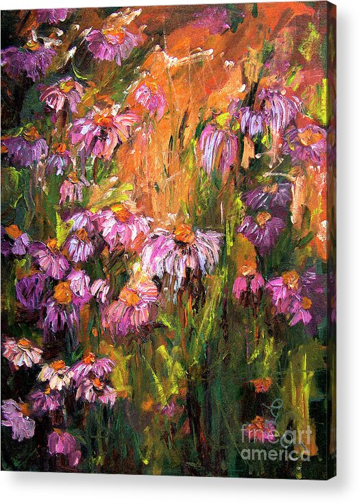 Flowers Acrylic Print featuring the painting Echinecea Purple Coneflower by Ginette by Ginette Callaway