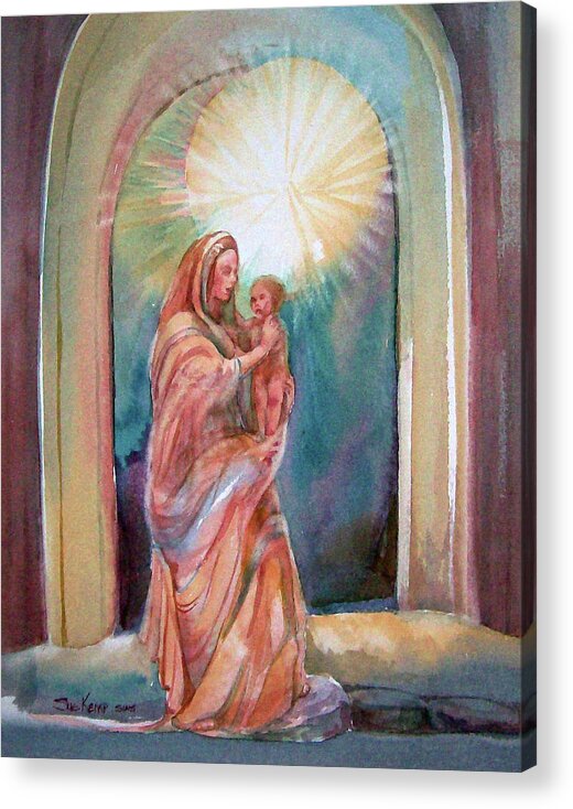 Mary Acrylic Print featuring the painting Madonna and Child by Sue Kemp