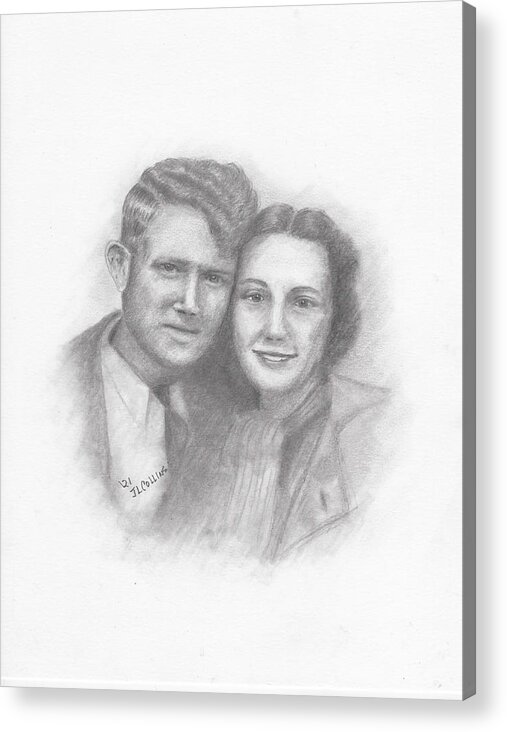  Acrylic Print featuring the drawing Newly Weds by J L Collins