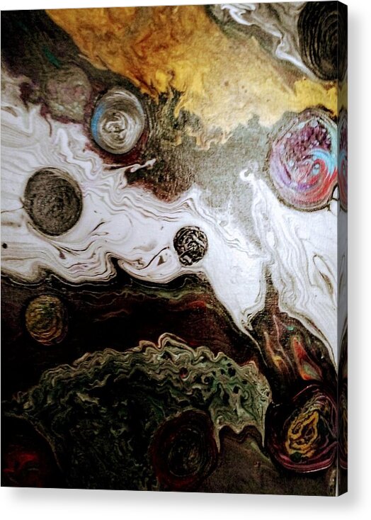Metallic Acrylic Print featuring the painting Space Metal by Anna Adams