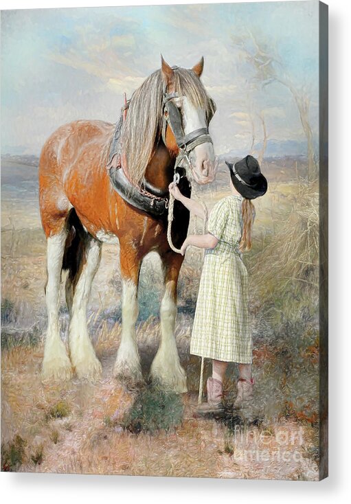 Horse Acrylic Print featuring the digital art The Farmers Daughter by Trudi Simmonds