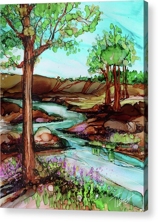  Acrylic Print featuring the painting The River Gorge by Julie Tibus