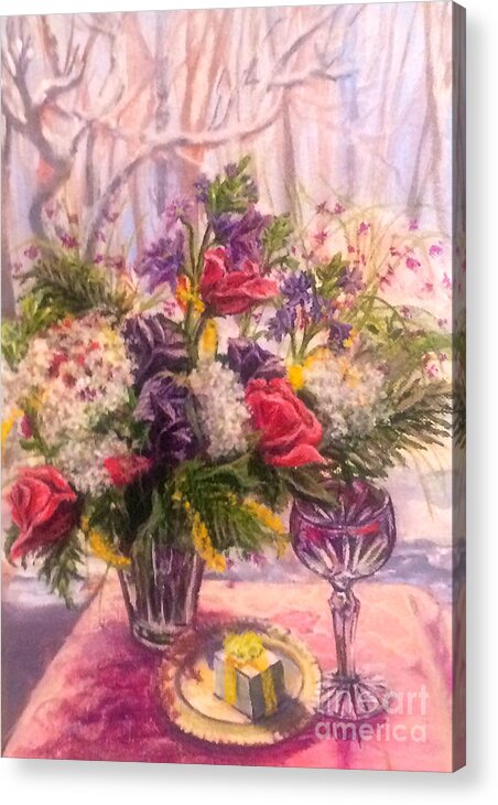 Floral Acrylic Print featuring the painting Birthday Flowers by Gail Allen