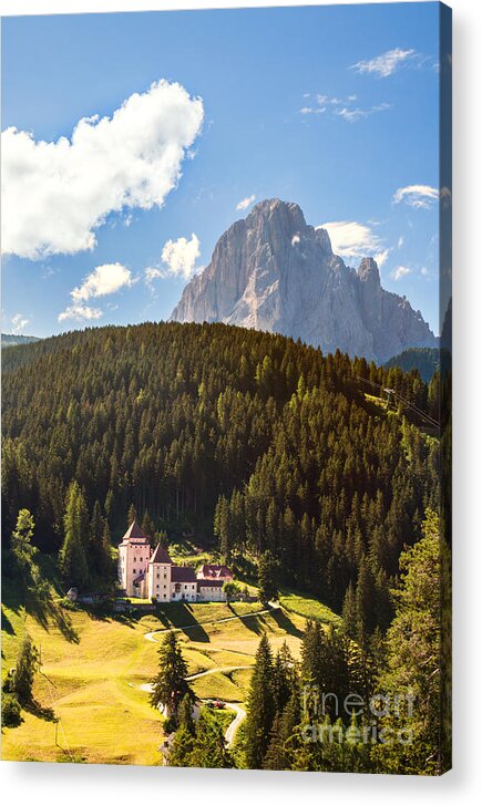 Landscape Acrylic Print featuring the photograph Castle in Val Gardena near Ortisei by Matteo Colombo