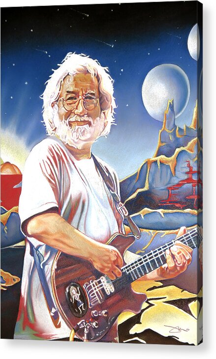 Jerry Garcia Acrylic Print featuring the drawing Jerry garcia Live at the Mars Hotel by Joshua Morton