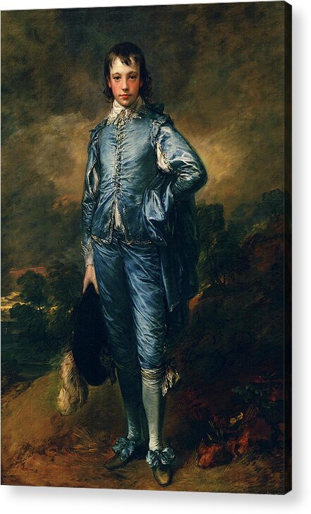 The Blue Boy Acrylic Print featuring the painting The Blue Boy by Thomas Gainsborough by Rolando Burbon