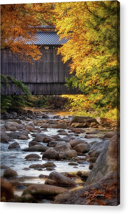 New England Acrylic Print featuring the photograph Clark's Covered Bridge #6338 by Dan Beauvais