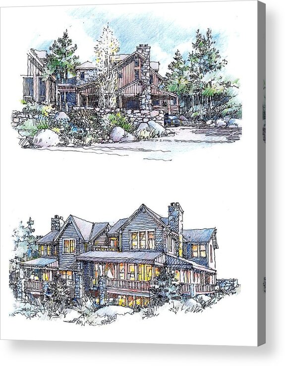 Rustic Character - Acrylic Print featuring the drawing Rustic Home by Andrew Drozdowicz
