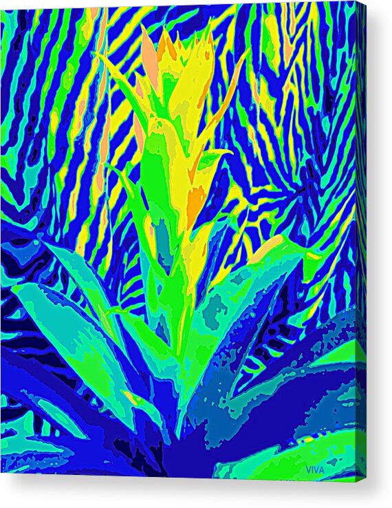 Bromeliad Acrylic Print featuring the photograph Bromeliad Exotica Abstract by VIVA Anderson