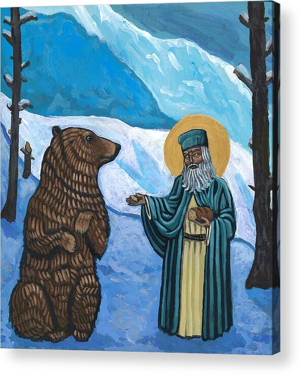 Iconography Acrylic Print featuring the painting St. Seraphim and Bear by Kelly Latimore