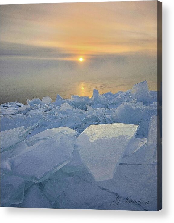 Lake Superior Shoreline Ice Winter Minnesota Sunrise Sunrise Acrylic Print featuring the photograph Vortex Visit by Gregory Israelson