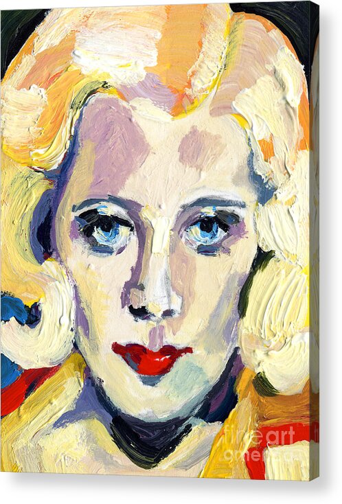 Carol Lombard Acrylic Print featuring the painting Carol Lombard Famous Faces by Ginette Callaway