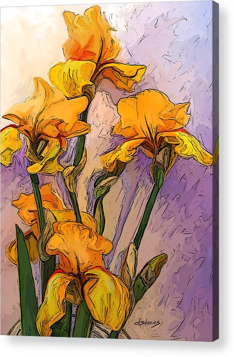 Iris Acrylic Print featuring the digital art Iris Gold by Dorinda K Skains
