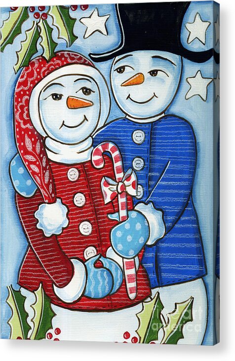 Mistle Toe Acrylic Print featuring the mixed media Snow Couple by Elaine Jackson