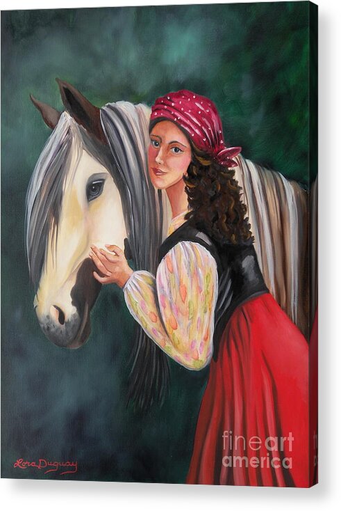 Gypsy Vanner Horse Acrylic Print featuring the painting The Gypsy's Vanner Horse by Lora Duguay