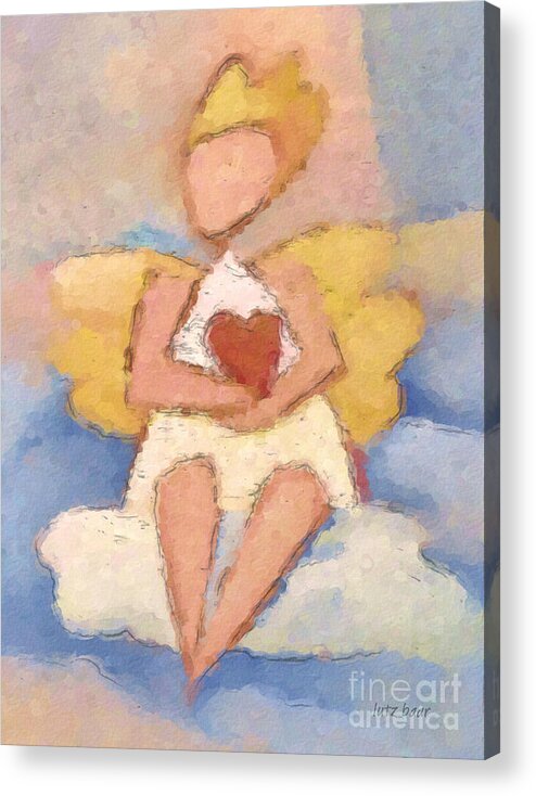 Angel Acrylic Print featuring the painting Valentine Angel by Lutz Baar