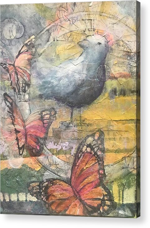 Dove Acrylic Print featuring the mixed media A New Day by Eleatta Diver