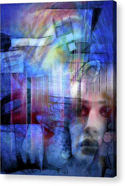 Blue Drama Acrylic Print featuring the digital art Blue Drama Vision by Lutz Baar