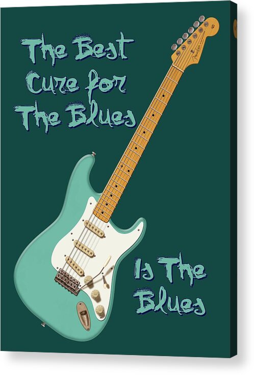 Stratocaster Acrylic Print featuring the digital art Blues Cure Seafoam by WB Johnston