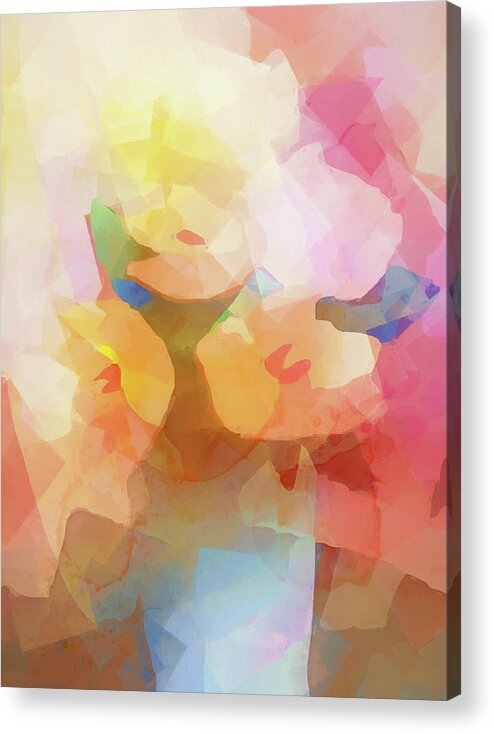 Flower Deco Acrylic Print featuring the painting Faded Flowers by Lutz Baar