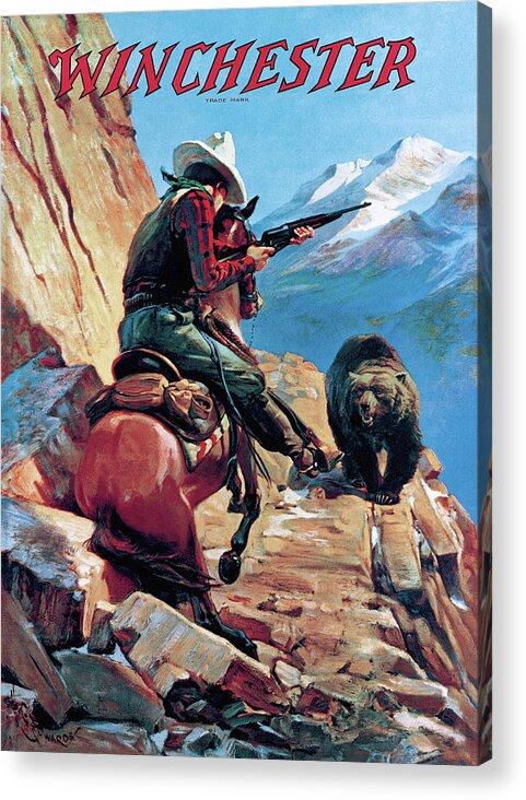 Outdoor Acrylic Print featuring the painting Horseman And Bear by H G Edwards