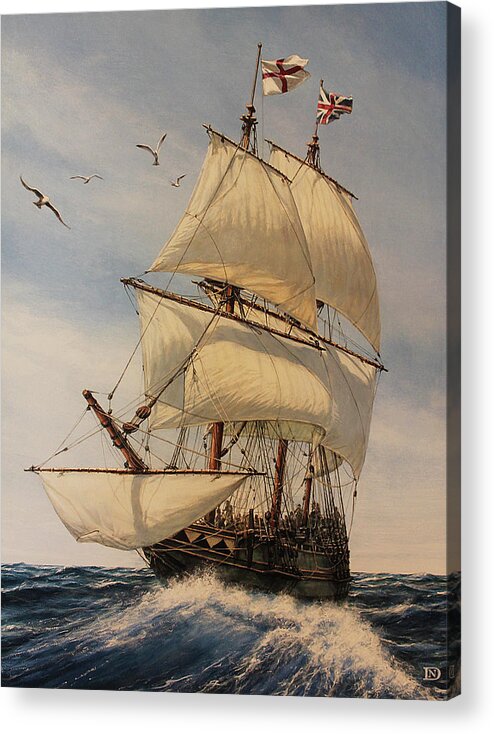 Mayflower Acrylic Print featuring the painting The Mayflower by Dan Nance