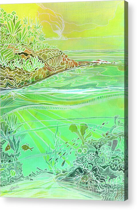 Reef Acrylic Print featuring the painting Yellow Reef by Amelia Stephenson at Ameliaworks