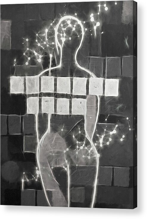 Cosmic Acrylic Print featuring the painting Cosmic Meeting Grey by Lutz Baar