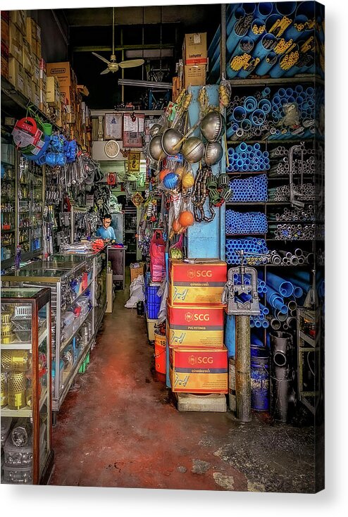Fittings Acrylic Print featuring the photograph Aladdins Cave - Bangkok by Michael Lees