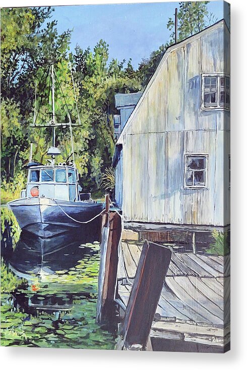 Fishing Boat. Water Acrylic Print featuring the painting Another Day's Catch by William Brody