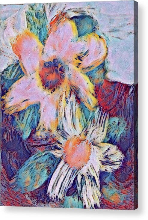  Acrylic Print featuring the digital art Dos Flores by Michelle Hoffmann