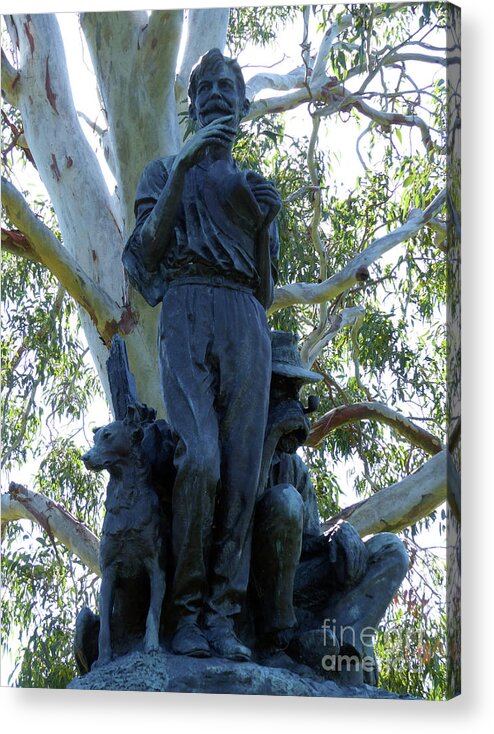Henry Lawson Acrylic Print featuring the photograph Henry Lawson Statue - Sydney by Phil Banks