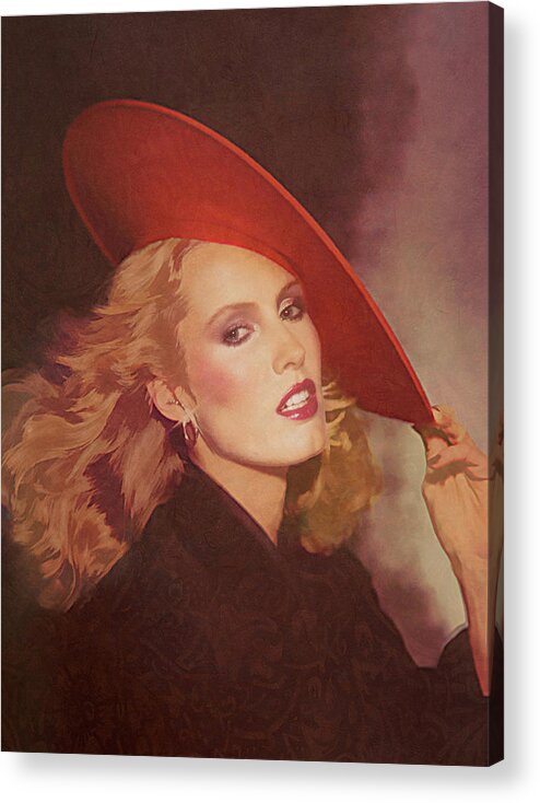 Red Hat Acrylic Print featuring the photograph Red Hat Artified 1976 by Steve Ladner