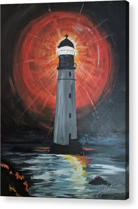 Lighthouse Acrylic Print featuring the painting The Lighthouse by Abbie Shores