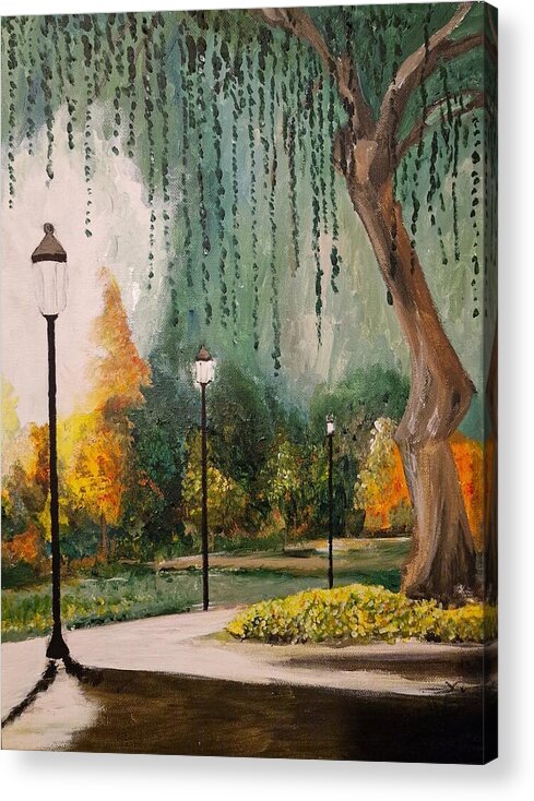 Park Acrylic Print featuring the painting Twilight stroll by Abbie Shores