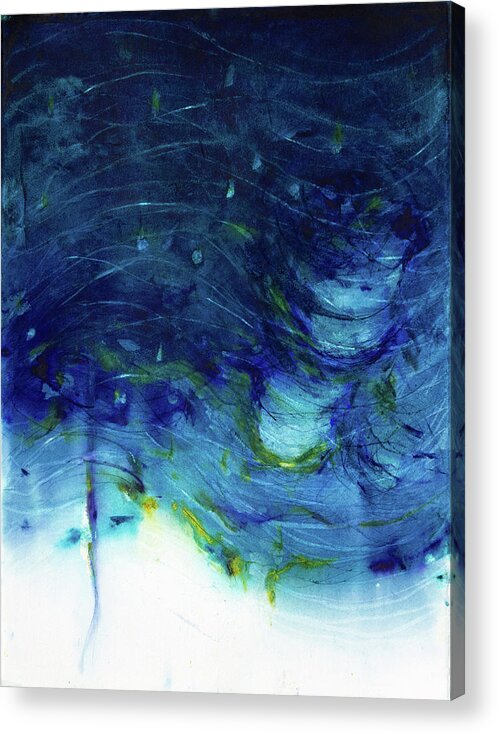 Watercolour Acrylic Print featuring the painting WindBlown Blue by Petra Rau