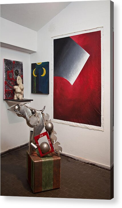 Horse Acrylic Print featuring the painting Artwork In The Space by Lilian Istrati