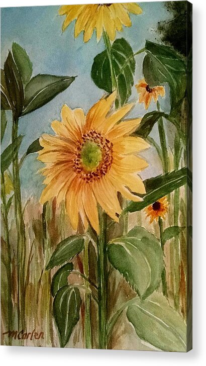 Sunflower Acrylic Print featuring the painting Field of Sunshine by M Carlen