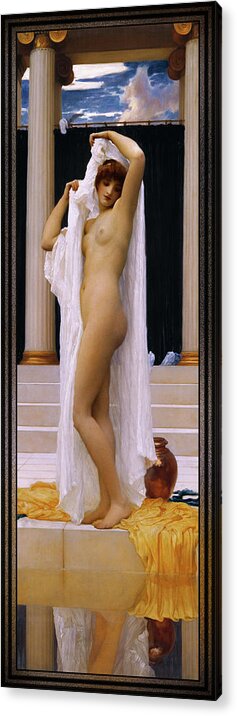 The Bath Of Psyche Acrylic Print featuring the painting The Bath of Psyche by Frederic Leighton by Rolando Burbon